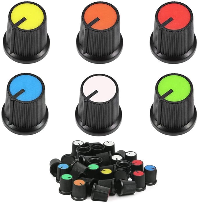 Dailygoods - 60 Stuks Potentiometer Knoppen in Diverse Kleuren