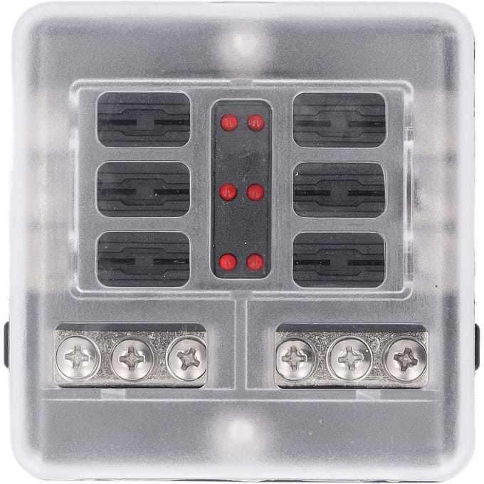 6-weg Zekeringkast Rode LED Indicator Waterdichte Afdekking Maximum DC32V Zekeringhouder voor Auto Boot Vrachtwagen gray