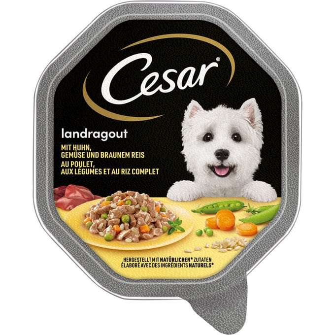 Cesar Multipack Kuipje 14 x 150 g - Landragout met Kip, Groenten & Bruine Rijst