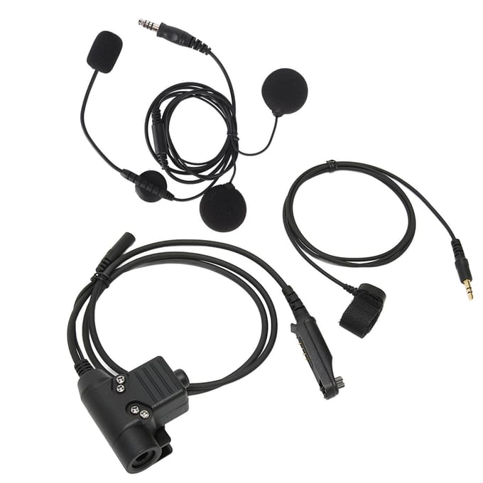 Motorhelm Headset Microfoon Kit met Adapter Walkie Talkie Helm Oortje voor Baofeng UV 9R PLUS black