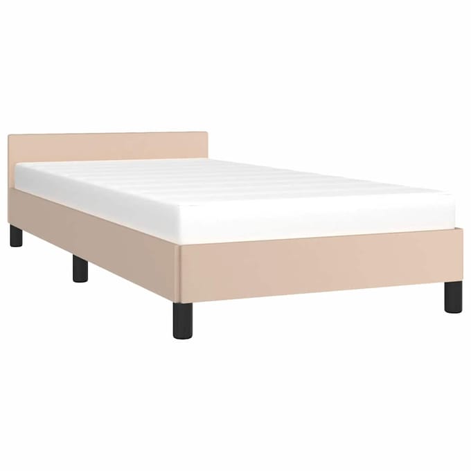 vidaXL - Bedframe - met - hoofdeinde - zonder - matras - Cappuccino - 80x200 - cm