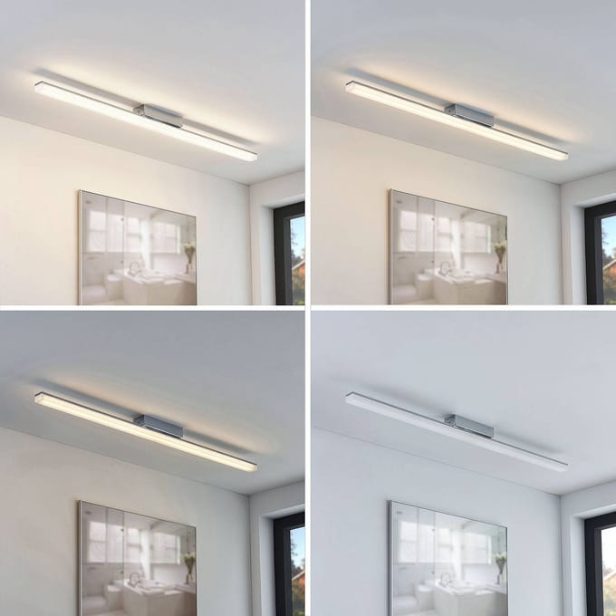 Lindby LED badkamer plafondlamp Levke, 100 cm, dimbaar, IP44