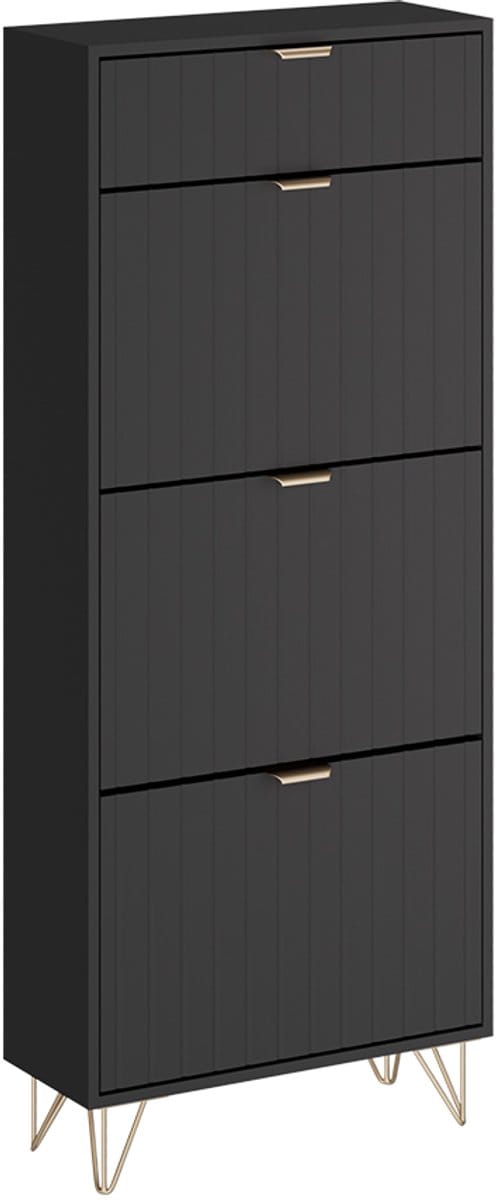 Vicco Helge Schoenenkast – 60 x 145 cm 3 compartimenten Zwart