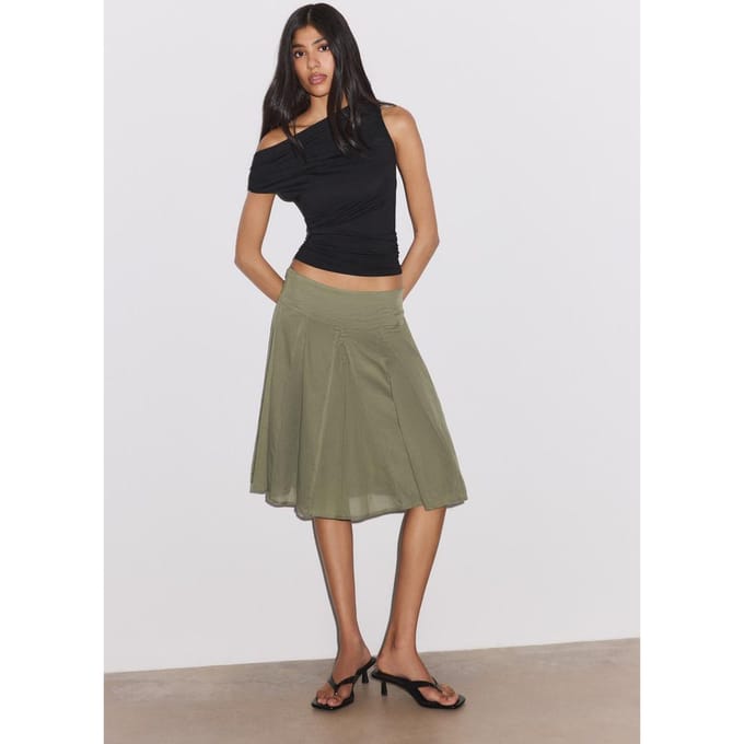 Stradivarius Asymmetrische top met plooien  Zwart M