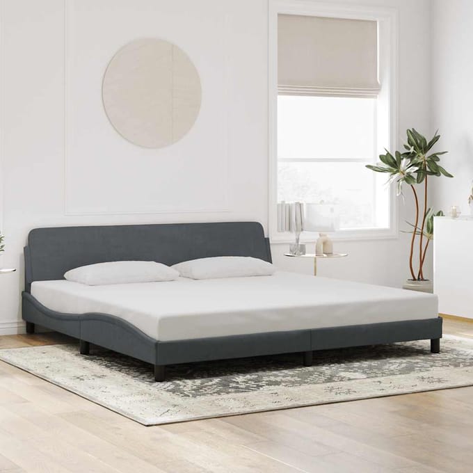 vidaXL - Bedframe - "Dover" - 200x200 - cm - fluweel - donkergrijs
