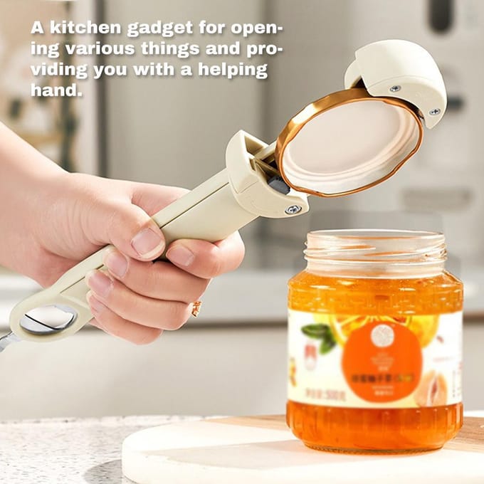 Ouvre-bouteille multifonctionnel Ouvre-boîte rétractable avec dos magnétique Pince réglable pour couvercle de bocal white