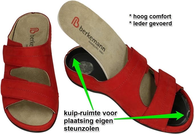 Berkemann -Dames - rood - slippers & muiltjes - maat 37