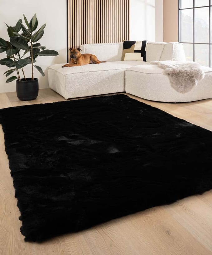 Fluffy vloerkleed - Comfy Deluxe zwart 230x330
