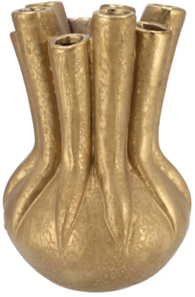 Daan Kromhout - Vaas - Bloemenvaas - Mika - Majestic - Tube - Goud - Keramiek - 18x25cm