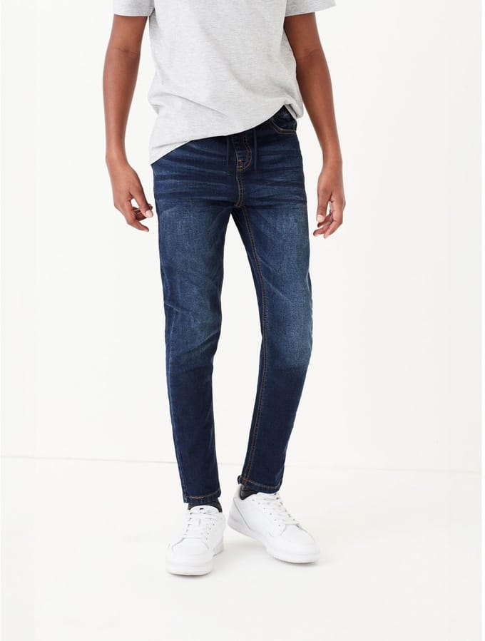Next - Jongens - Jeans met elastische taille en strakke pasvorm - Blauw