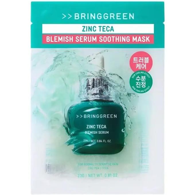 BRING GREEN Zink Teca Trouble Serum Kalmerend Masker Speciale Set (3 + 1 Vel) white