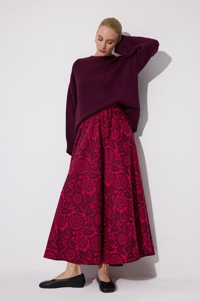 Touché Privé - Satijnen rok met print - Fuchsia - Dames