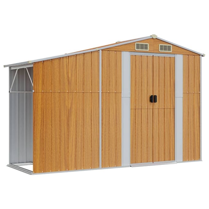 vidaXL - Tuinschuur - 277x93x179 - cm - gegalvaniseerd - staal - bruin