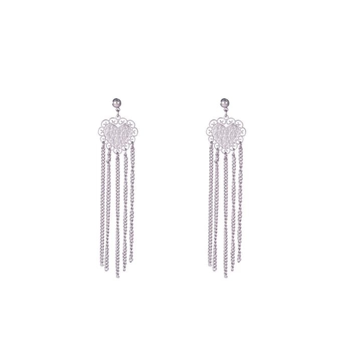 Go Dutch Label Oorknoppen love fringe Zilver