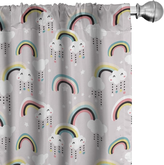 ABAKUHAUS Regenbogen Gordijnen – 2x75x245 cm – Mikrofaser