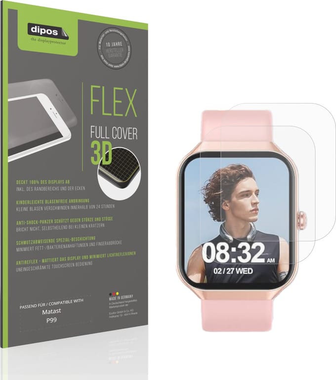 dipos FLEX – 2x Matte Screenprotector geschikt voor Matast P99 | Volledige Schermbescherming | Case-Friendly