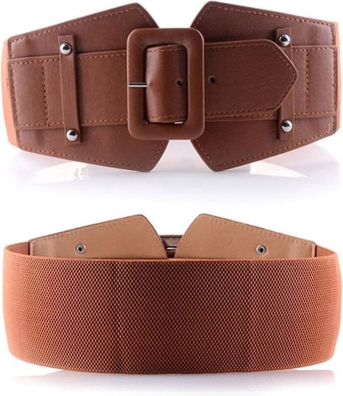 Amodi - Brede Vrouwen Riem - Elastische Damesriem - Stretch - Modern - Jurk - Jas - Vest - Tailleband - Mode - Camel Bruin