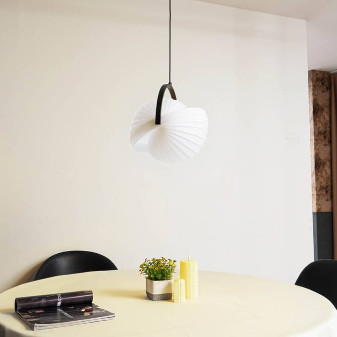 Lucande - hanglamp - 1licht - Polypropyleen, ijzer - H: 36 cm - E27 - wit, zwart