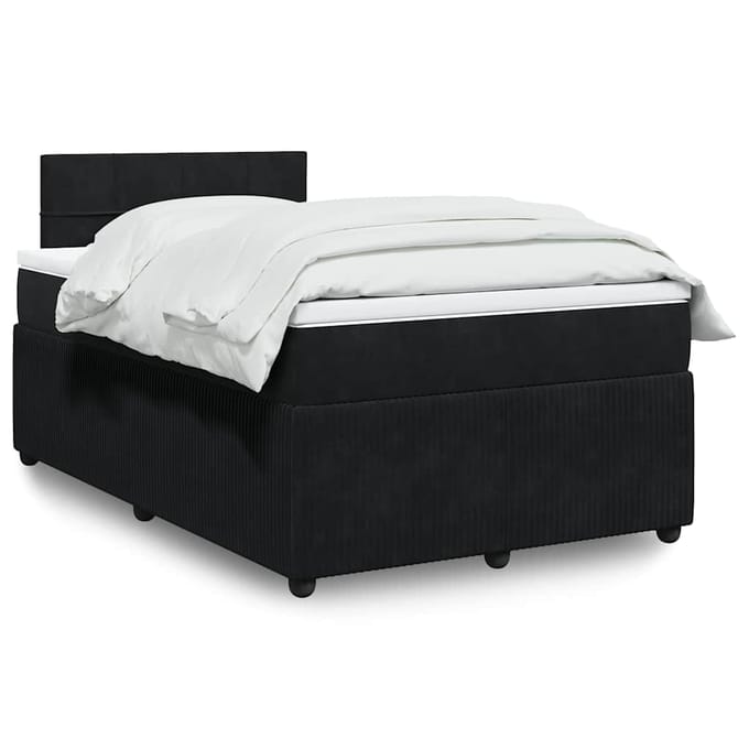 vidaXL - Boxspring - met - matras - fluweel - zwart - 120x190 - cm