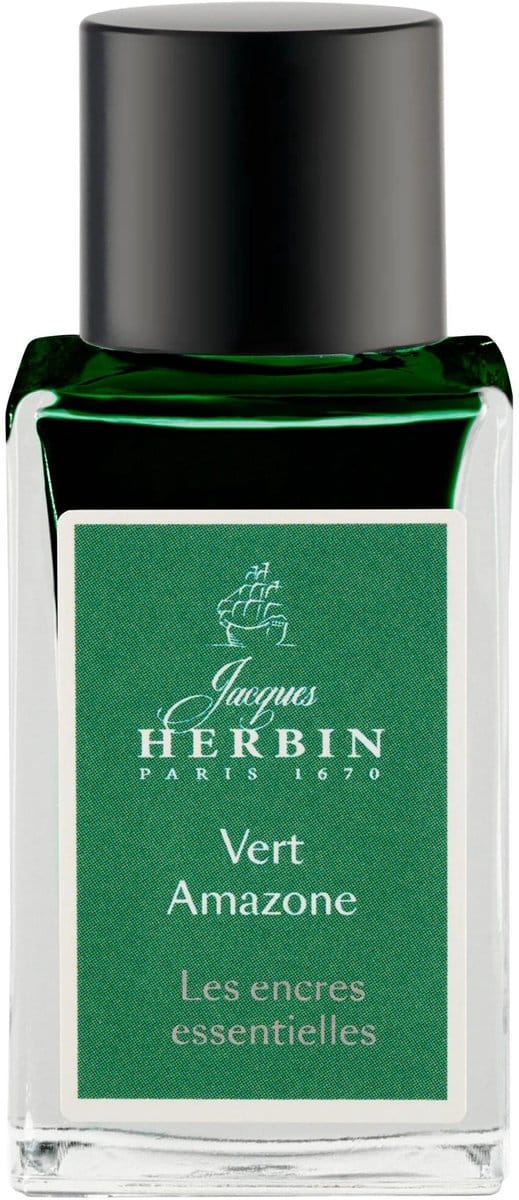 Jacques Herbin Vulpen inkt - Inktfles Essentielles - Vert Amazone - 15 ml - Groen