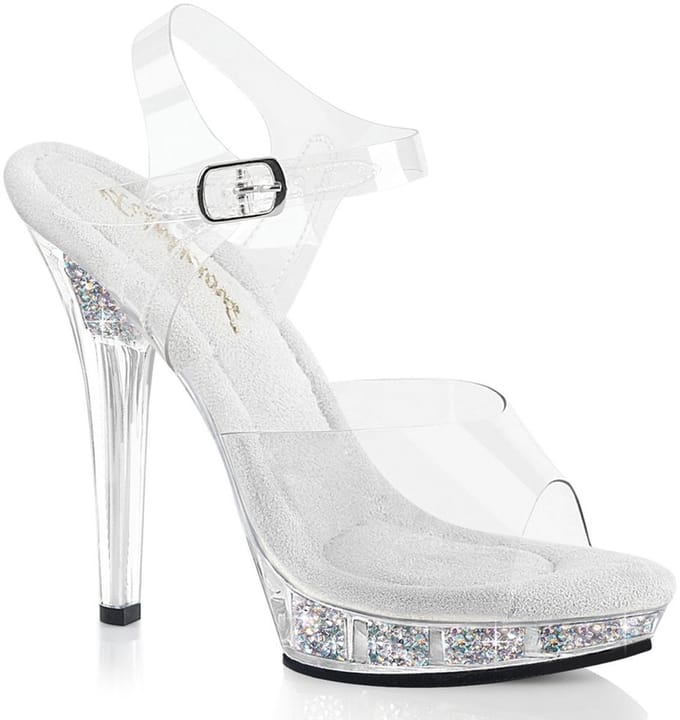 Fabulicious - LIP108RSI Sandaal met enkelband - US 5 - 35 Shoes - Transparant/Wit