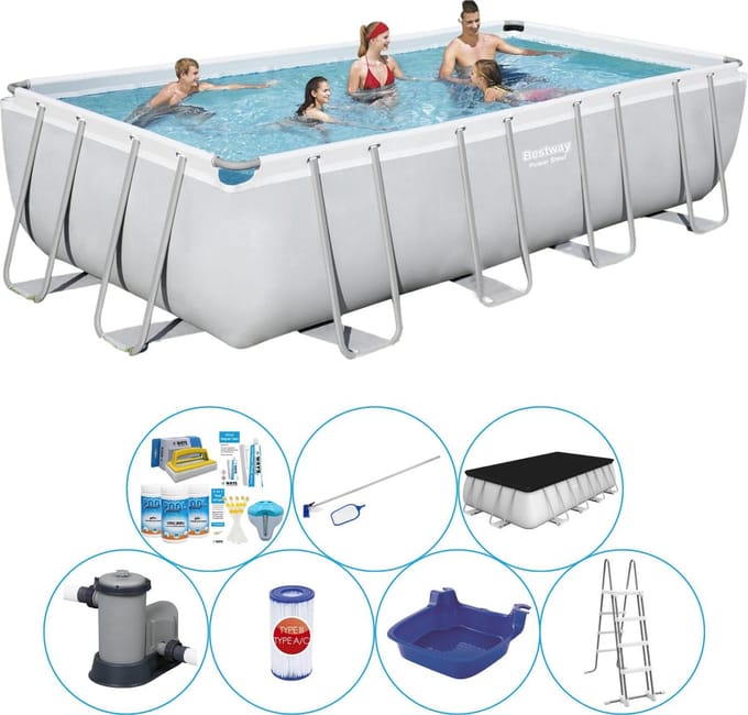 Power Steel Rechthoek 549x274x122 cm - Zwembad Set