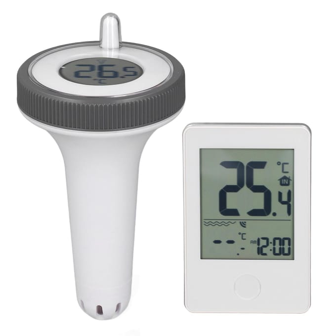 Thermomètre de piscine sans fil avec écran LCD Précision de 0,1 degré Celsius Thermomètre flottant numérique étanche Mesureur de température gray