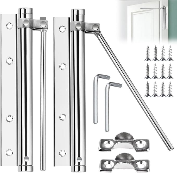 Automatische Deursluiter - Veersluiter Deur - Deuren Sluiten - Verstelbare Spanning - 2 Stuks - Zilver
