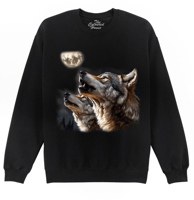 Wolf Howling At The Moon The Coloured House Sweater S
