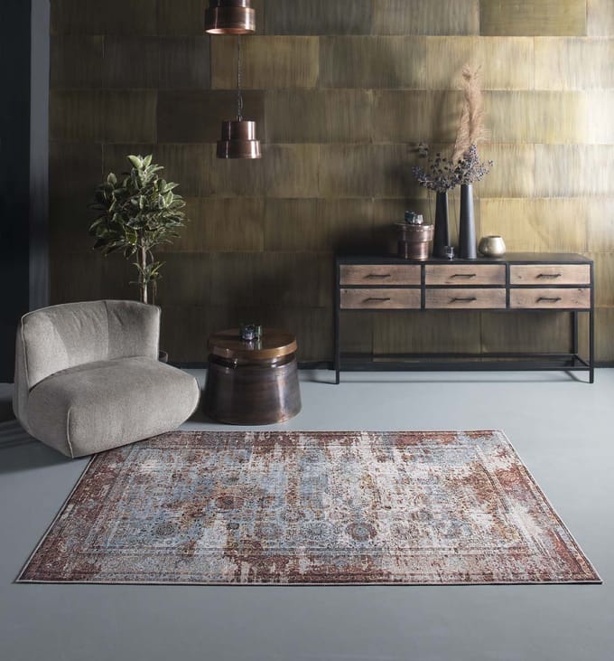 Vintage vloerkleed - Nostalgia No.7 roestbruin 70x140