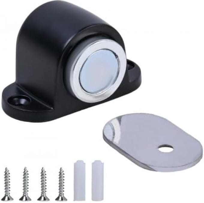 Magnetische deurstopper zwart - beschermt vloeren en muren