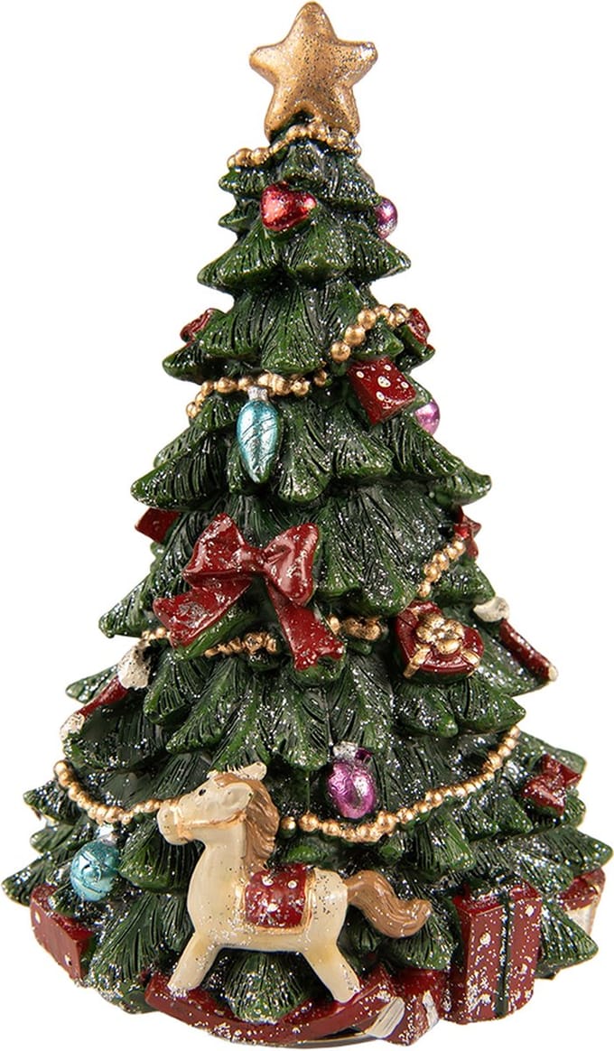 Clayre & Eef Muziekdoos Kerstboom 19 cm Groen Polyresin