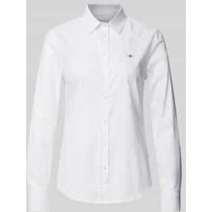 Slim fit overhemdblouse met labelstitching