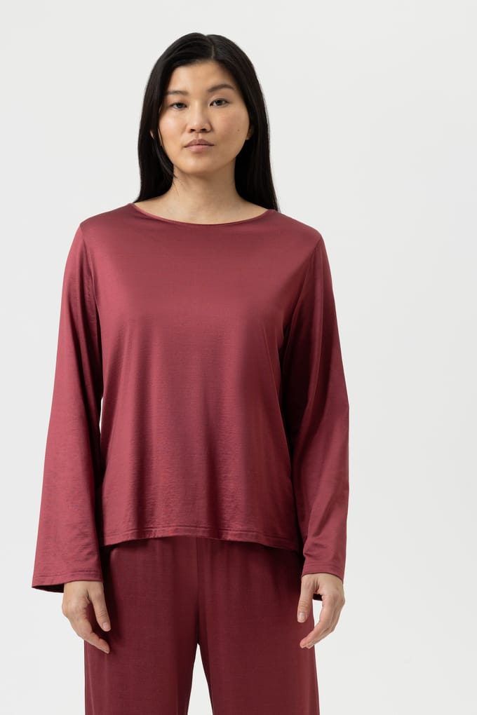 T-shirt lange mouw Serie Pure Shine Beau Bordeaux