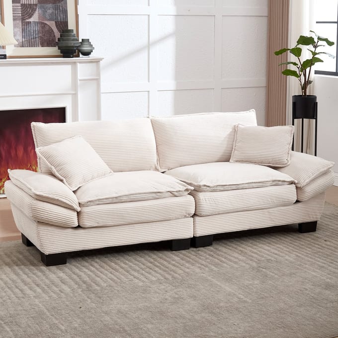 Bankstel - 2-zits - Modern Dubbel Sofa - Kuschlig en Ruim Design - Textiel - Beige