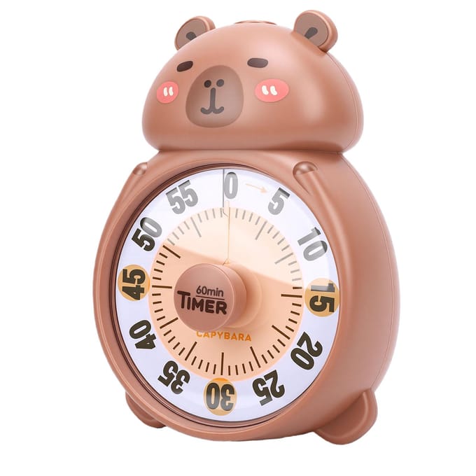 Minuteur Capybara à Piles Grand Affichage Mignon Compte à Rebours Visuel pour Enfants Étudiants beige