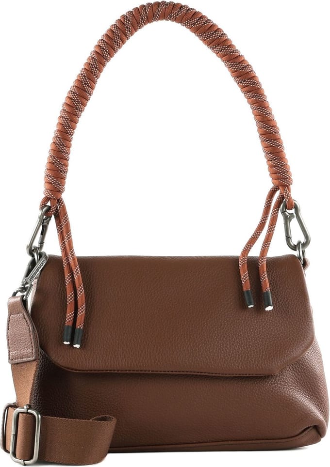 FREDsBRUDER Leren Schoudertas Nea Shoulderbag with Flap Dark Amber Bruine