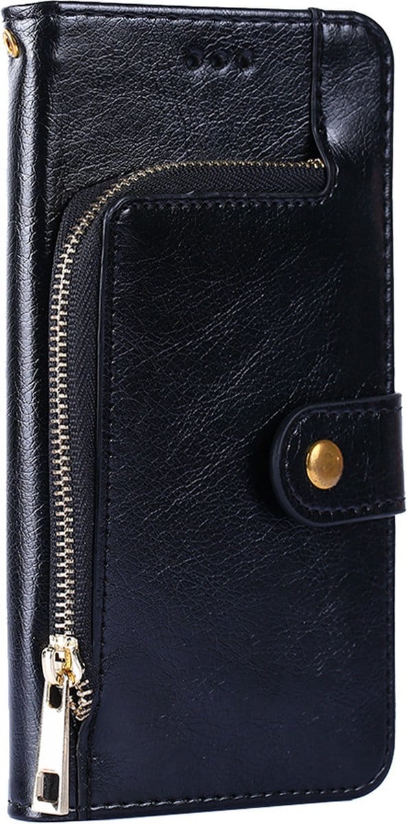 Hoesje geschikt voor iPhone 16 Pro Max - Bookcase - Koord - Pasjeshouder - Portemonnee - Rits - Kunstleer - Zwart