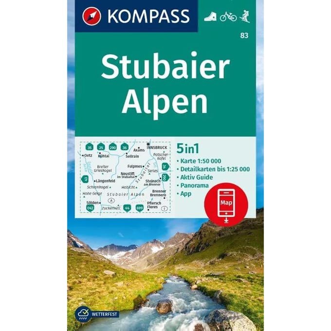 Kompass Wk83 Stubaier Alpen - Kompass Wanderkarten