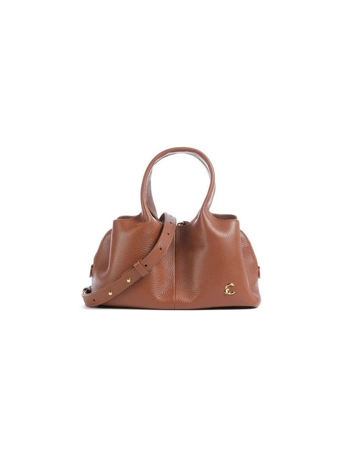 COCCINELLE Leren handtas schoudertas Nell Handbag Grained Leather Cognac bruine