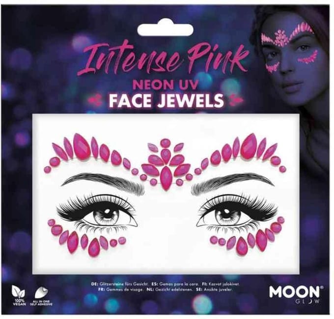 Moon Creations - Moon Glow - Intense Pink - Neon UV Gezicht Diamanten Sticker - Roze