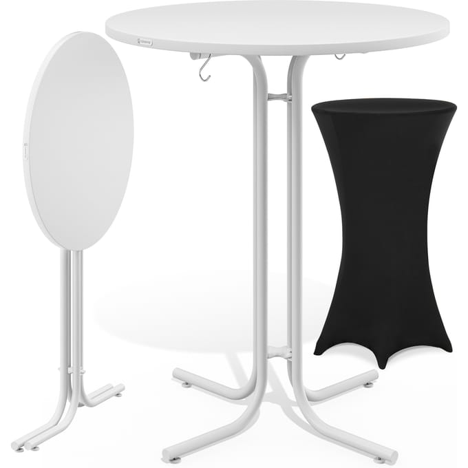 Statafel Wit 110x80cm + statafelhoes Zwart Ø80cm