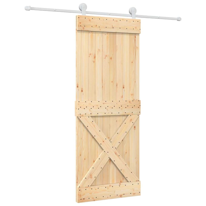 vidaXL - Schuifdeur - 80 - x - 210 - cm - Massief - Pine - Hout - (Onbehandeld)
