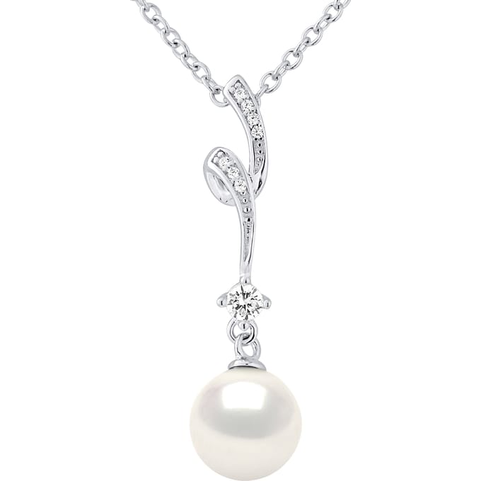 Witte parel fancy ketting zirkoniumoxiden - zilver 925