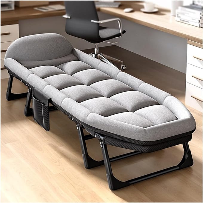 Opvouwbaar Campingbed - Buitenbed Reiskbed - Kamperen Ontspanning - Met Kussen Stabiliteit - 180x60cm - Grijs