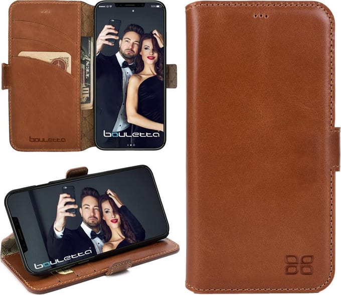 Bouletta iPhone Xs Max compatibel leren BookCase hoesje - Rustic Cognac
