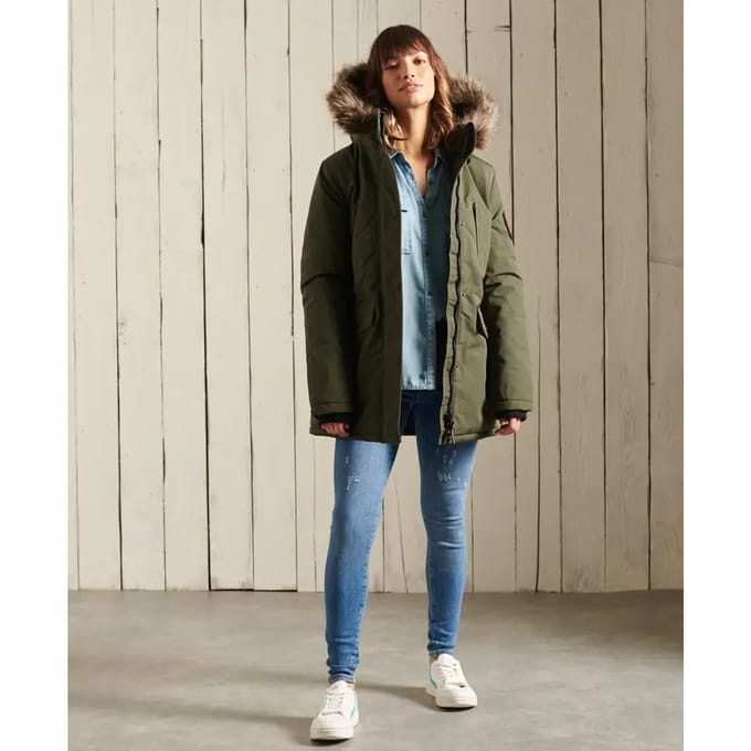 Superdry - Everest parka met capuchon en imitatiebont - Dames - Gewatteerde jassen