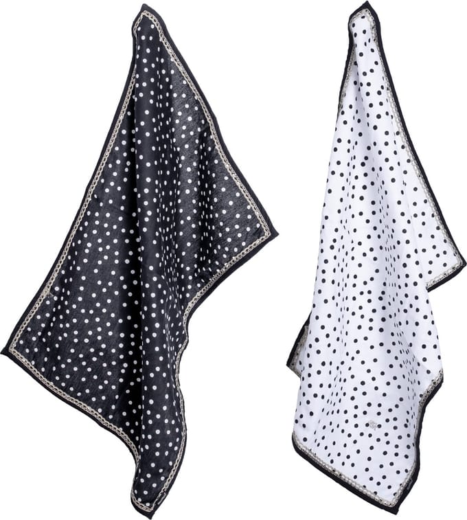 Melli Mello - Nora Dots - Theedoeken Set 2 Stuks - Katoen - Polkadot - Gouden Rand