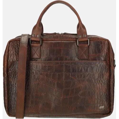 Bear Design Victoria Leren Croco Laptoptas - 15,6 inch - Bruin