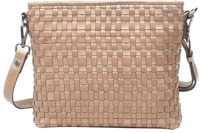 Berba Kleine Schoudertas Dames - Leer - Gestreept - Amalfi - Taupe